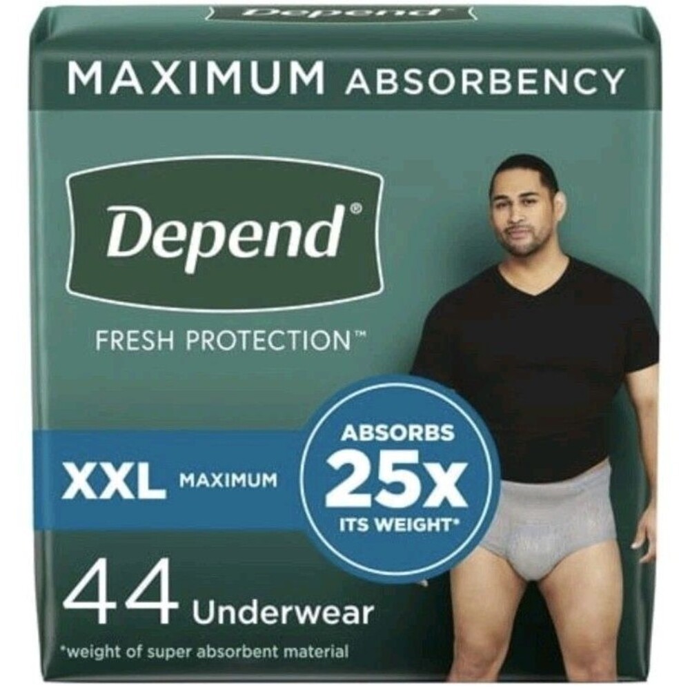 Depend Fresh Protection Adult Incontinence Underwear Men Grey XXL (55-64in) 44ct